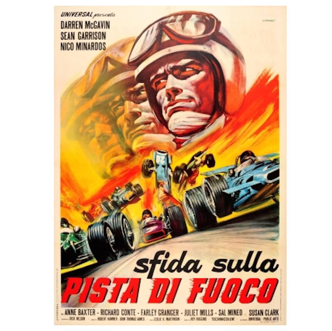 Original Italian Movie Poster For "The Challengers" (Pista di Fuoco) Grand Prix
