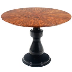 Table basse d'échecs en placage de bois et plateau en bois de rose assorti