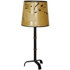 Beautiful Stitched Leather Lamp by Jacques Adnet 7