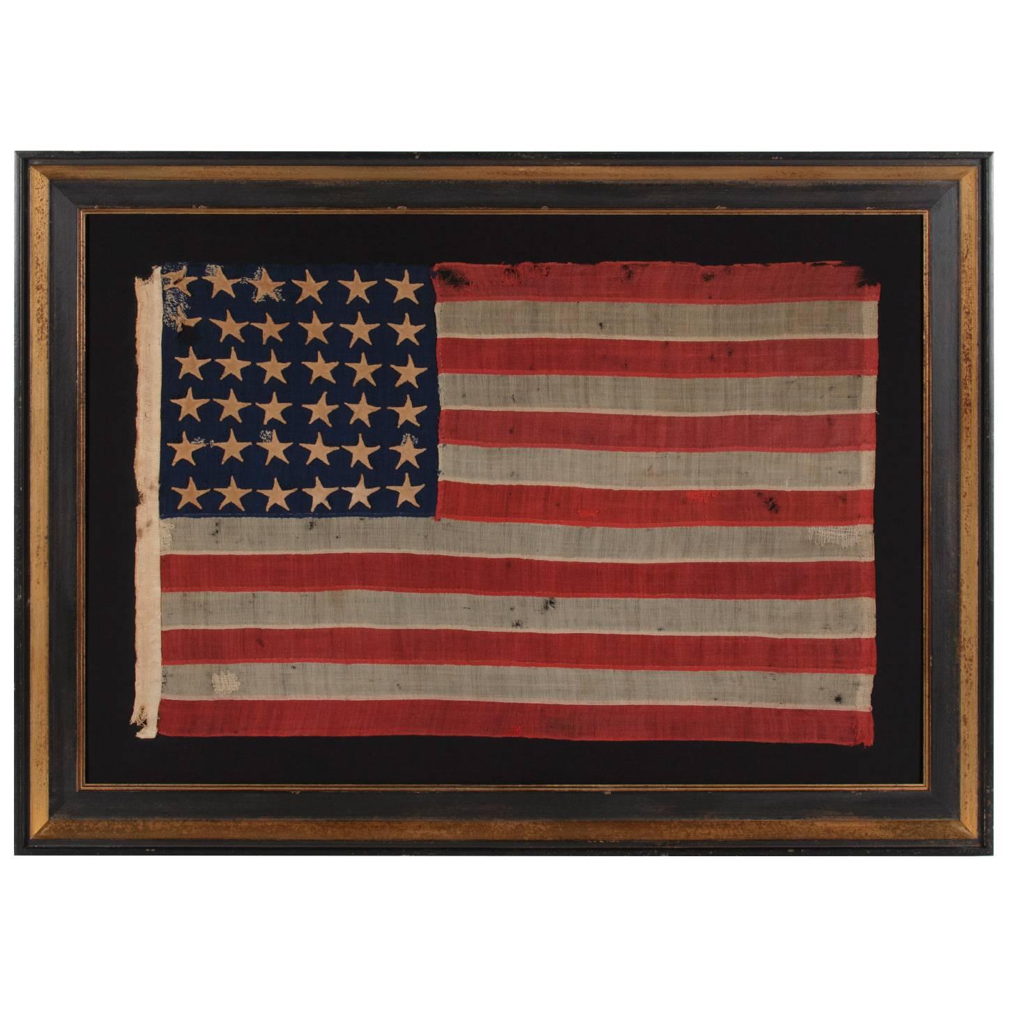 36-Star Hand-Sewn, Civil War Era Flag, Made by Annin in New York City