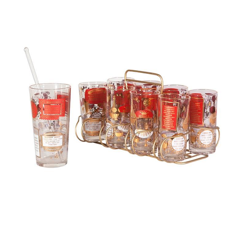 Midcentury Cocktail Recipe Glasses For Sale at 1stDibs