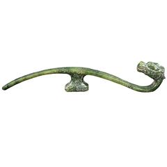 Antique Green Jade Dragon Belt Hook, Pen Rest or Door Handle