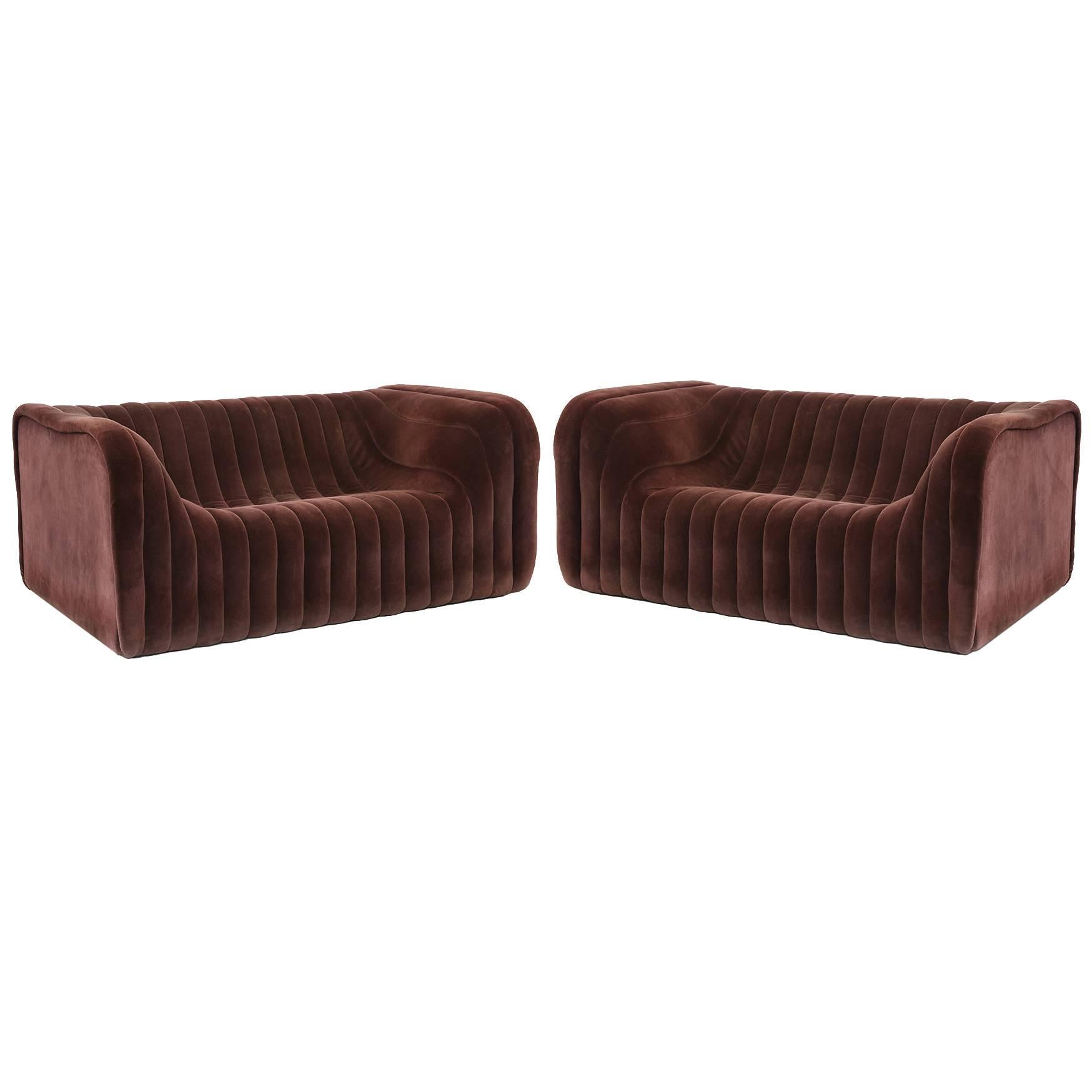 Wonderful Pair of Artima for Turner Velvet Loveseats