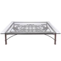 Coffee Table, Antique French Iron Gate, large scale