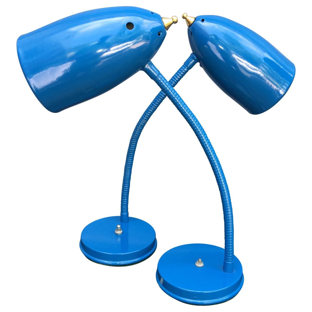Pair of goose neck table lamps.