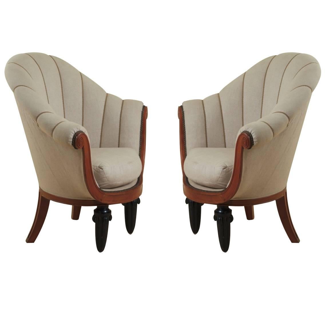 Maurice Dufrène Pair of Early Art Deco Armchairs