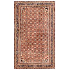 Antique Persian Sultanabad Rug with All Over Design in Rust Red, Blue and Cream