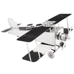 Silver-plate Art Deco Bi-Plane Desk Companion Inkwell by Reichenberg