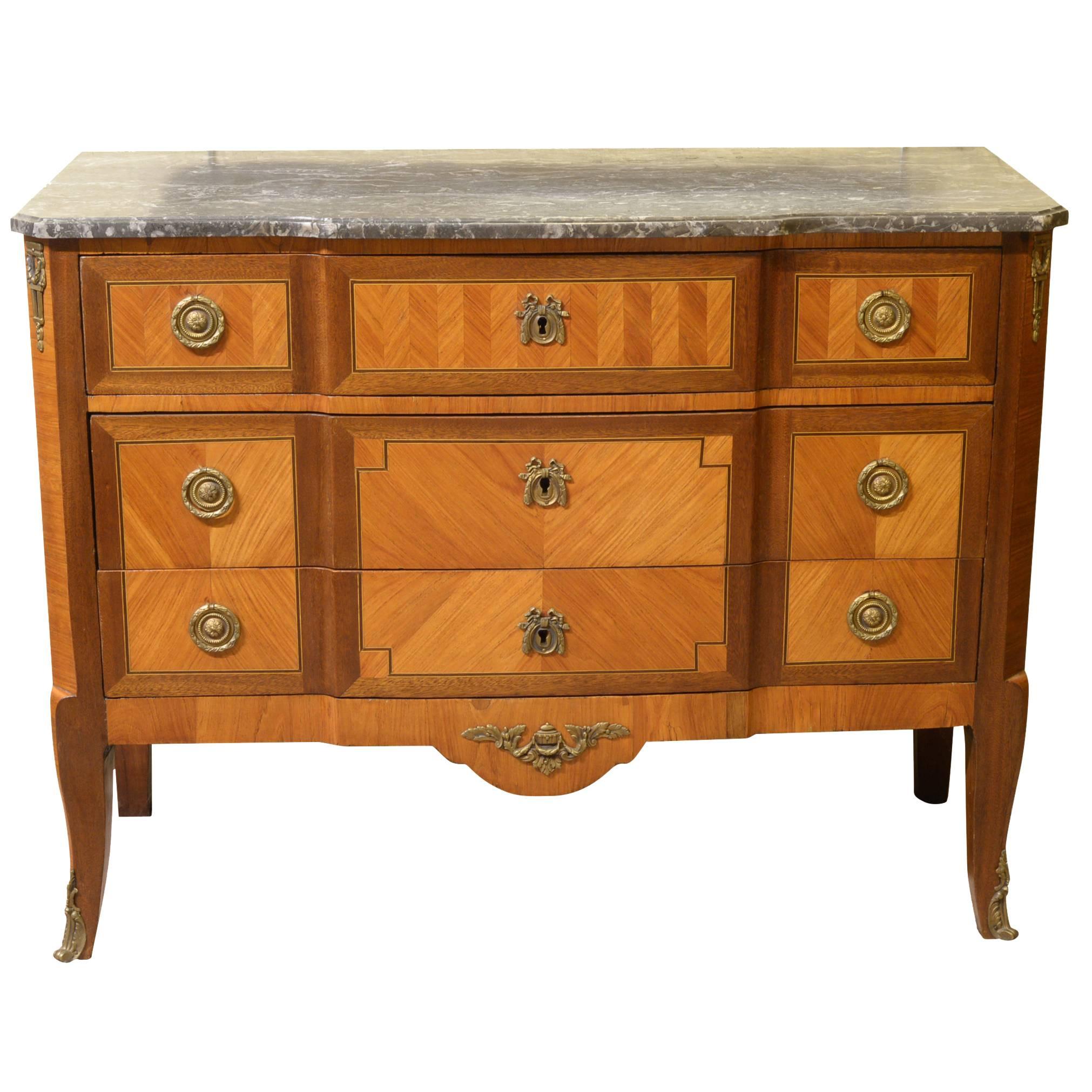 French Transitional Style Marble-Topped Commode For Sale
