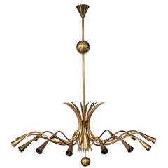 Sixteen-Arm Brass Chandelier in the Style of Guglielmo Ulrich 12