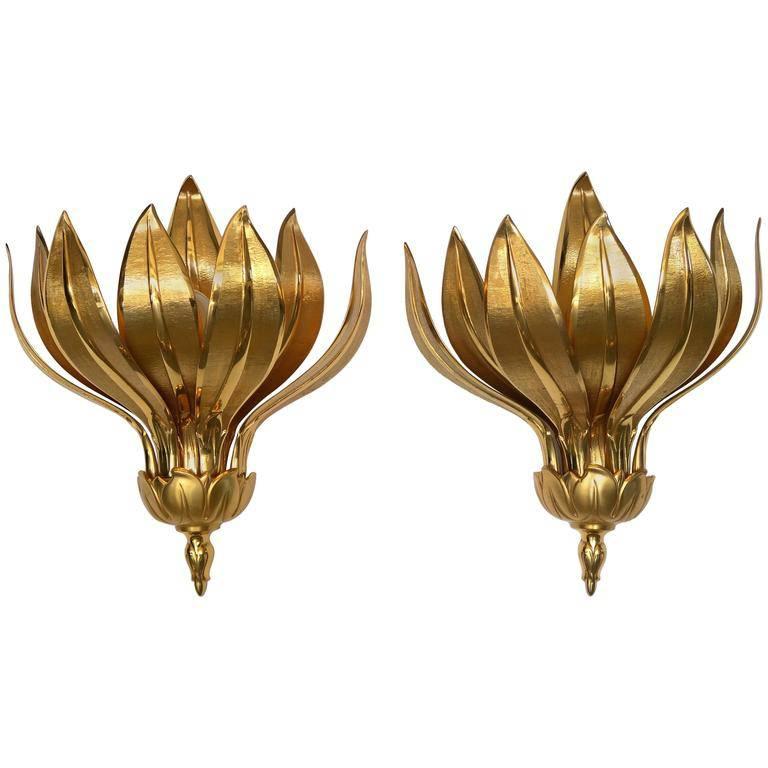 Pair of Wall Lamps, Ananas Bronze Wall Lamps Lumi, 1970 For Sale