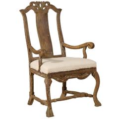Swedish 18th Century Period Baroque Fauteuil with Original Paint
