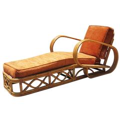 Restored Rattan Four-Strand "Speed" Arm Chaise Longue Chair