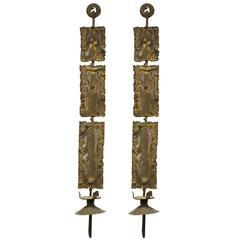 Pair of Brutalist Metal Sconces 5