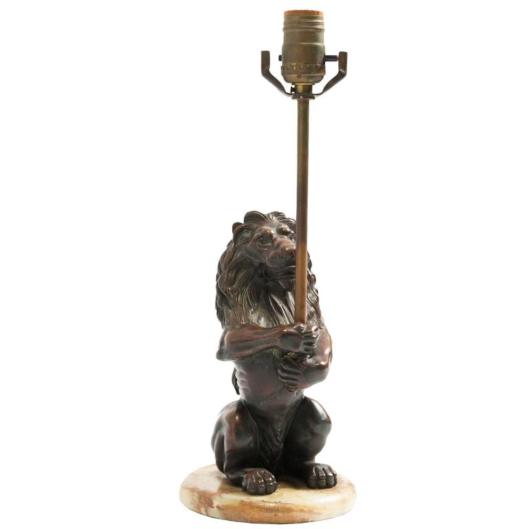 Bronze Lion Lamp at 1stDibs