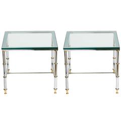 Pair of Chrome and Brass Accent Tables 11