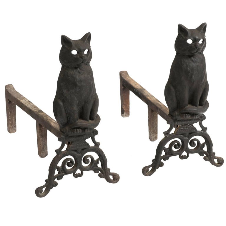 Cast Iron Cat Andirons at 1stDibs antique cat andirons, cast iron