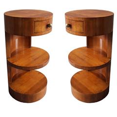 Pair of Fine French Art Deco Round Side Tables