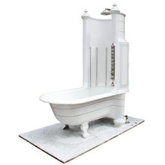 Antique Royal Doulton Canopy / Shower Bath with Marble Base