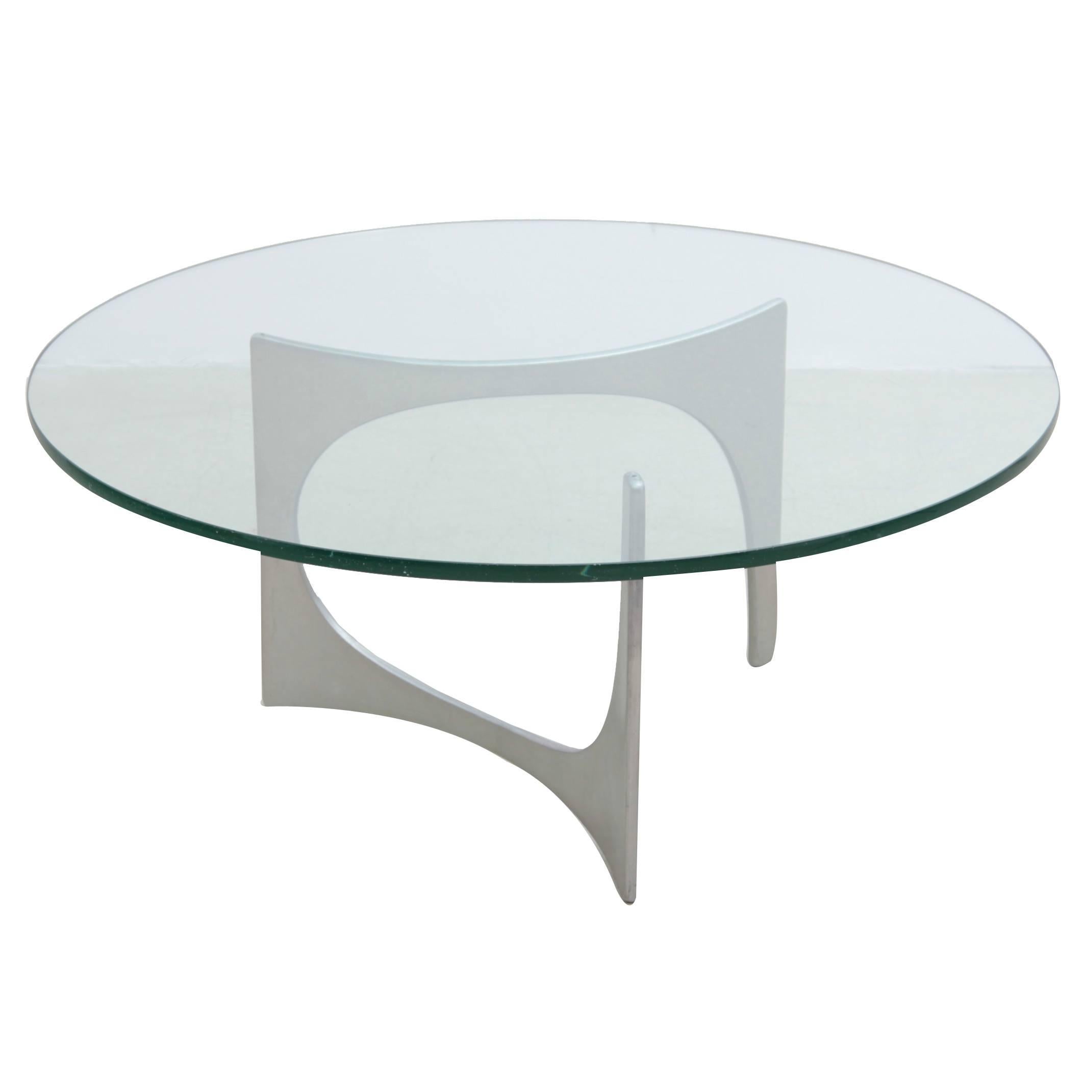 Aluminum and Glass Coffee Table by Knut Hesterberg for Ronald Schmitt