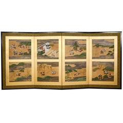 Edo Period Heike and Genji Tale Japanese Screen