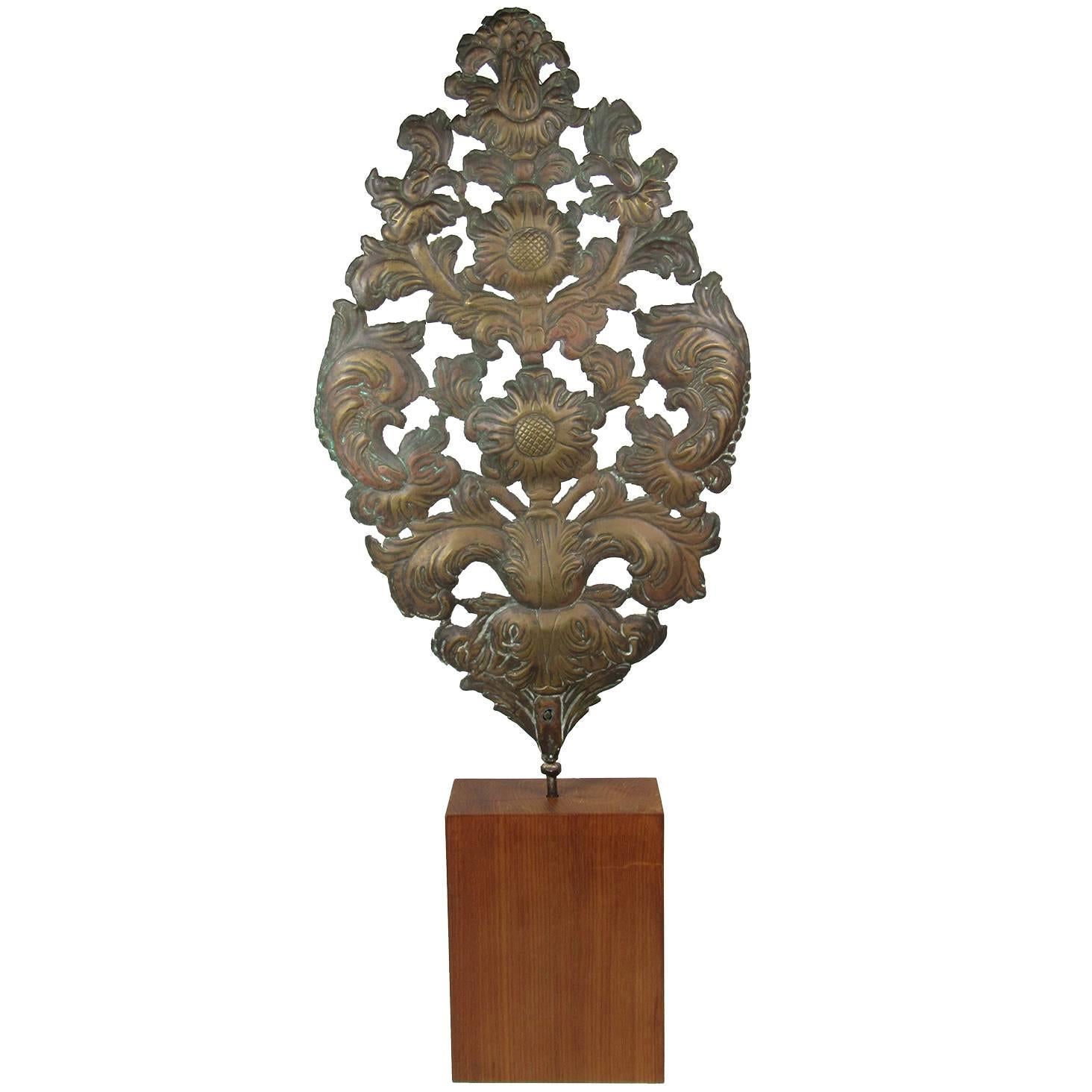 19th Century Molded and Pierced Copper Architectural Decoration For Sale
