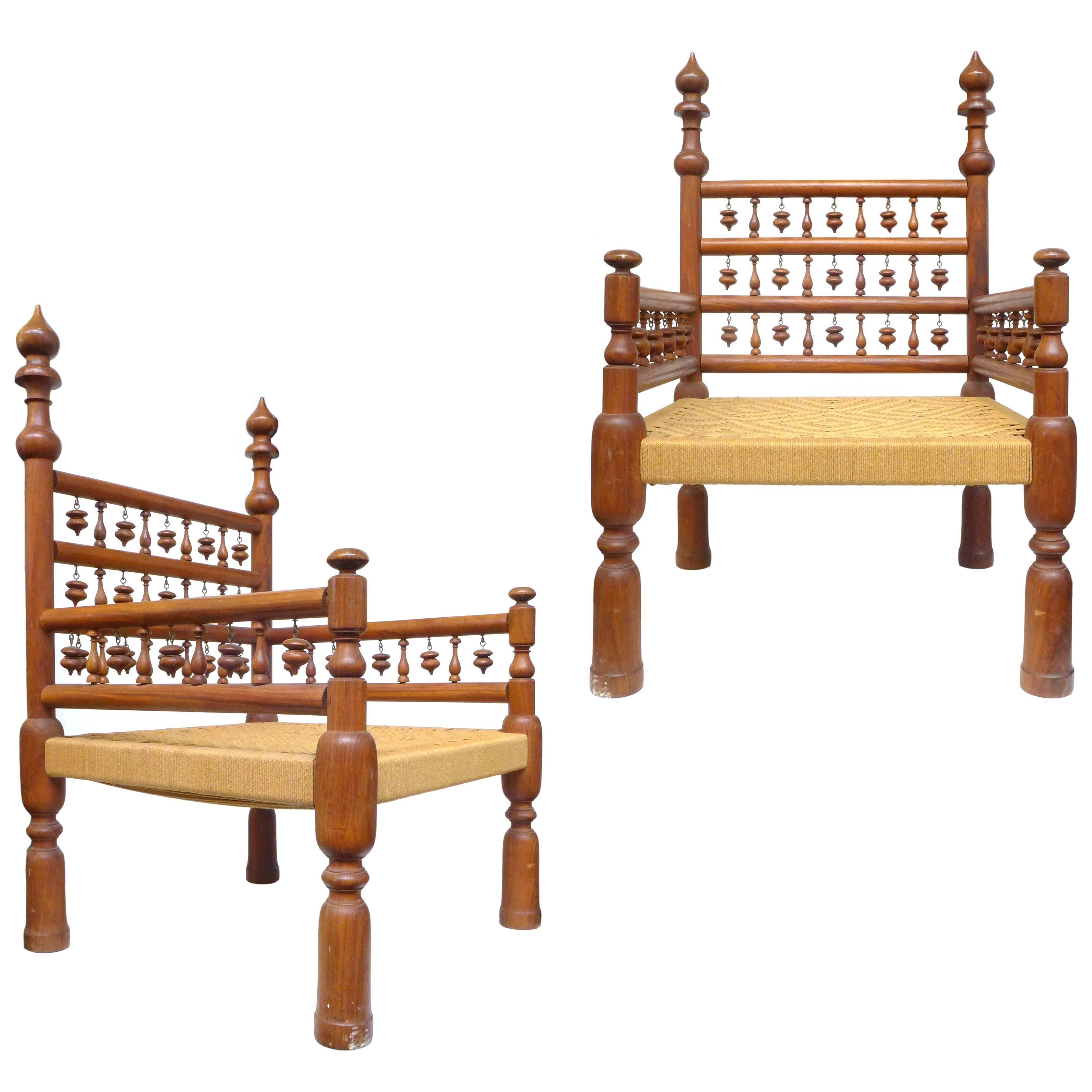 Pair of Low Punjabi "Wedding Chairs" For Sale
