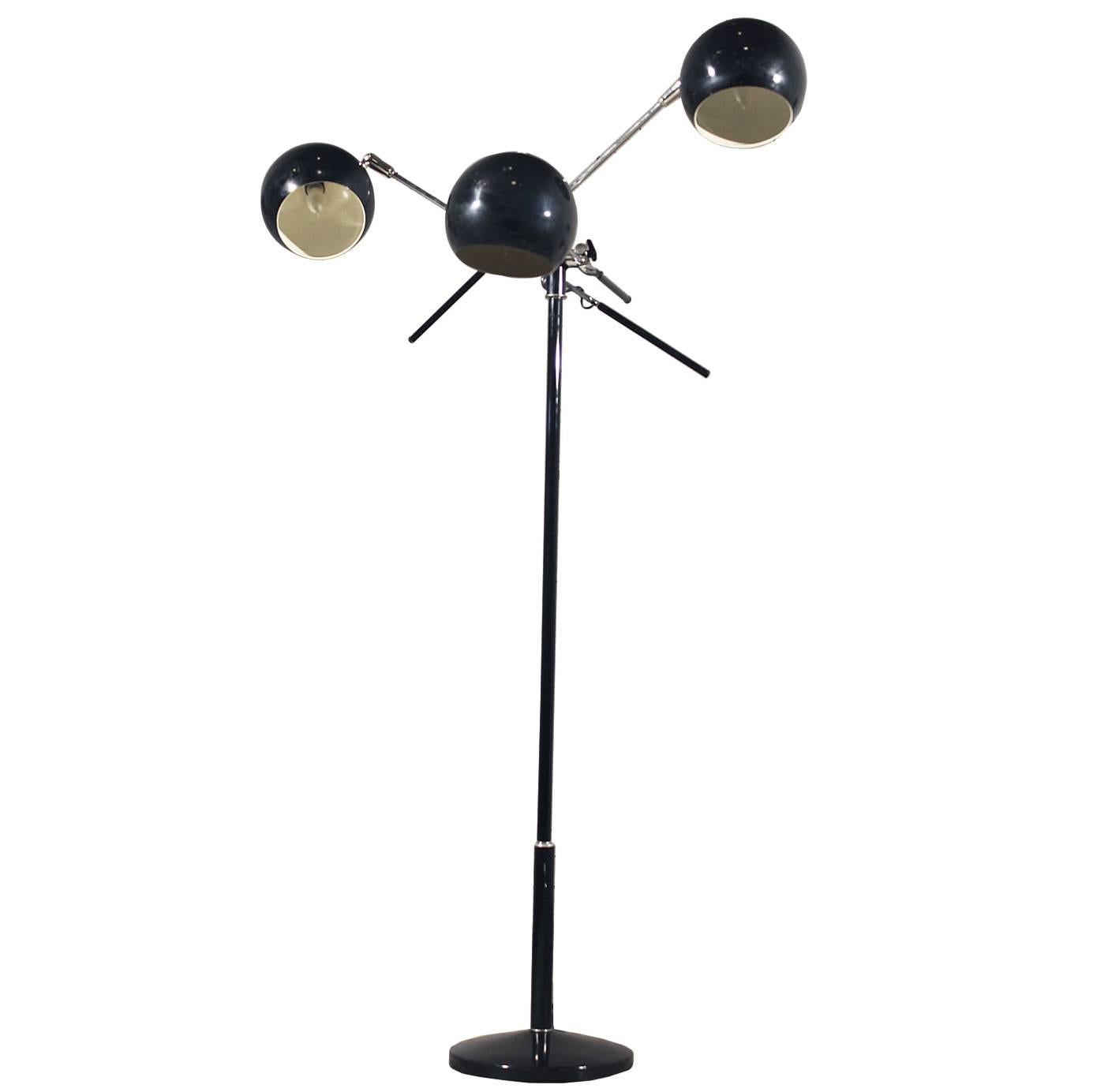Robert Sonneman Style Triennale Orbiter Ball Floor Lamp in Black