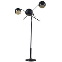 Vintage Robert Sonneman Style Triennale Orbiter Ball Floor Lamp in Black