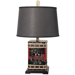 Retro Chinoiserie Tea Tin Canister Table Lamp Black with Black Shade