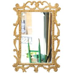 French Mirror with Carved Pine Frame