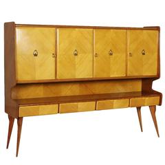 Sideboard Ico Parisi's Style Mahogany and Maple Veneer Vintage, Italy, 1950s