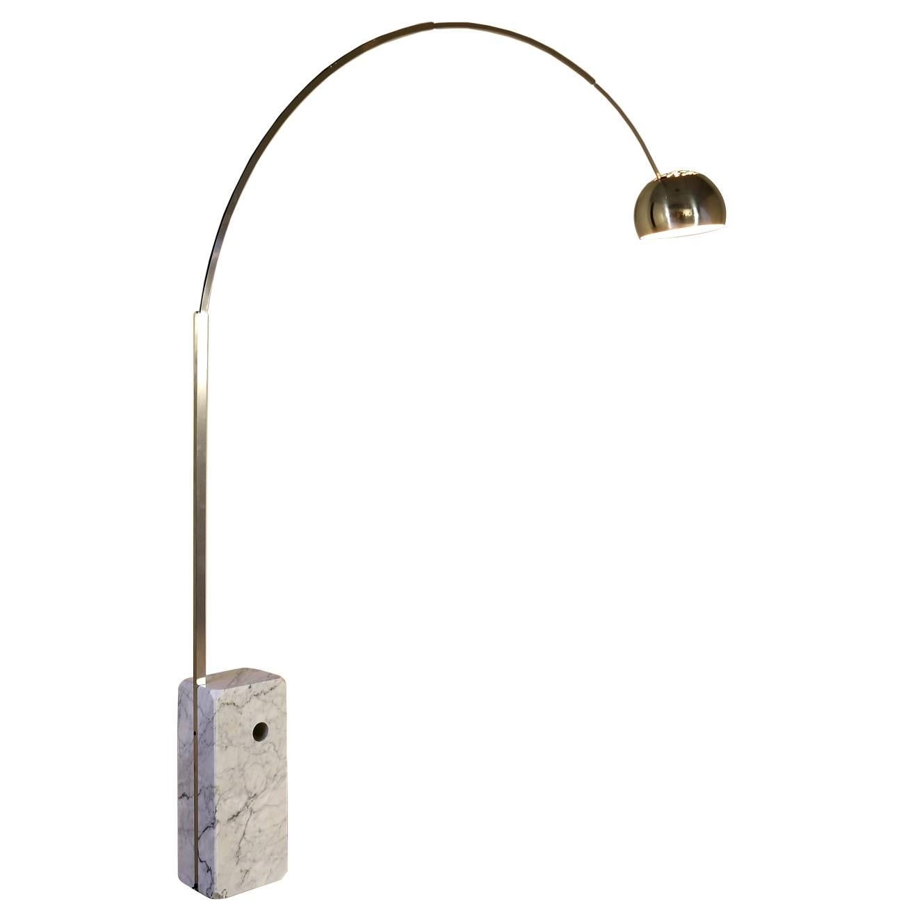 'Arco' Floor Lamp by Castiglioni Brothers for Flos Marble Steel Vintage, 1980s