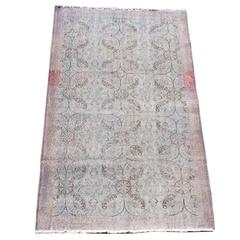 Muted Floral Vintage Turkish Overdyed Wool Rug