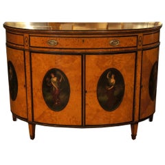 Antique Satinwood Adam Style Demilune Commode/Chest of Drawers
