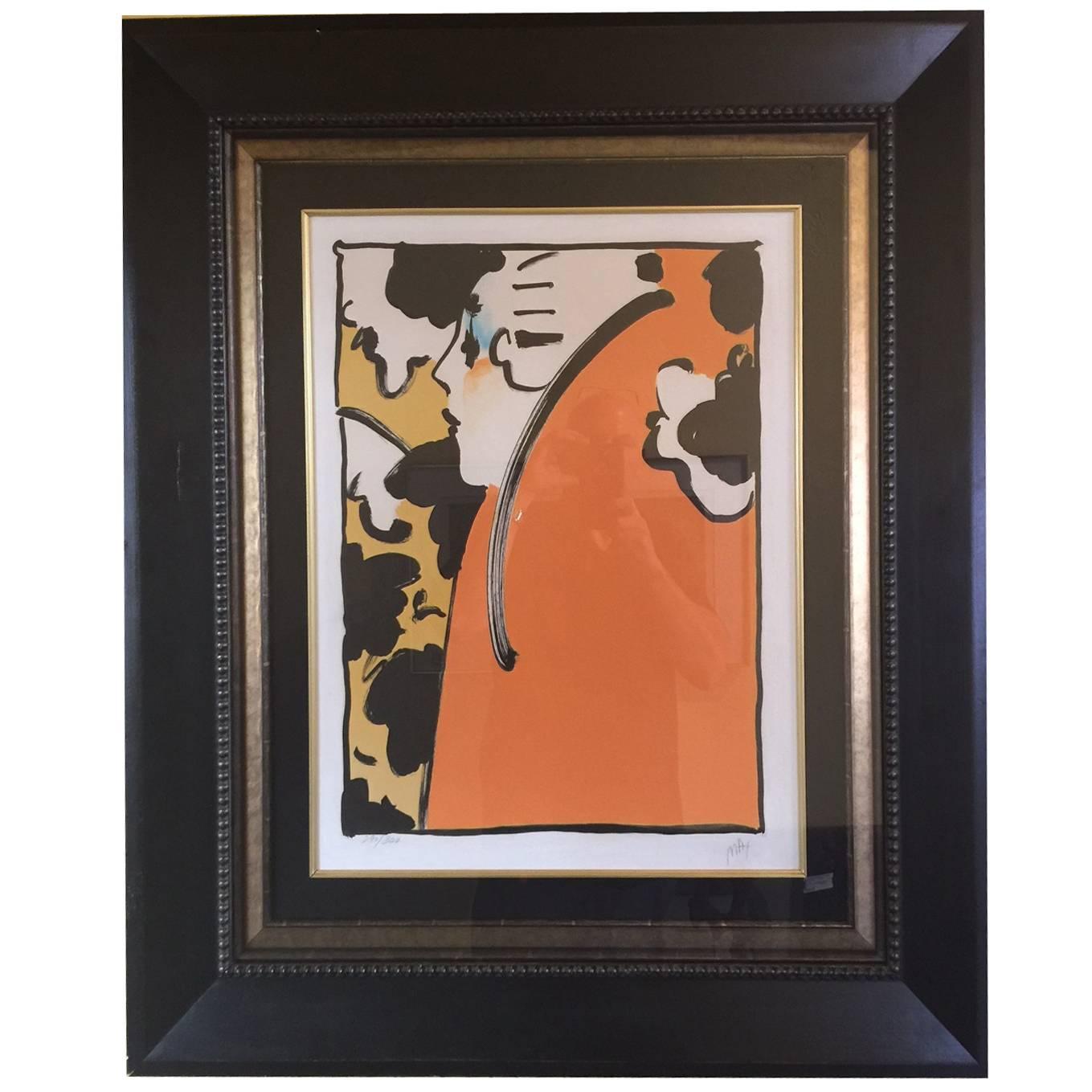 Peter Max Lithograph "Peach Lady", 1973