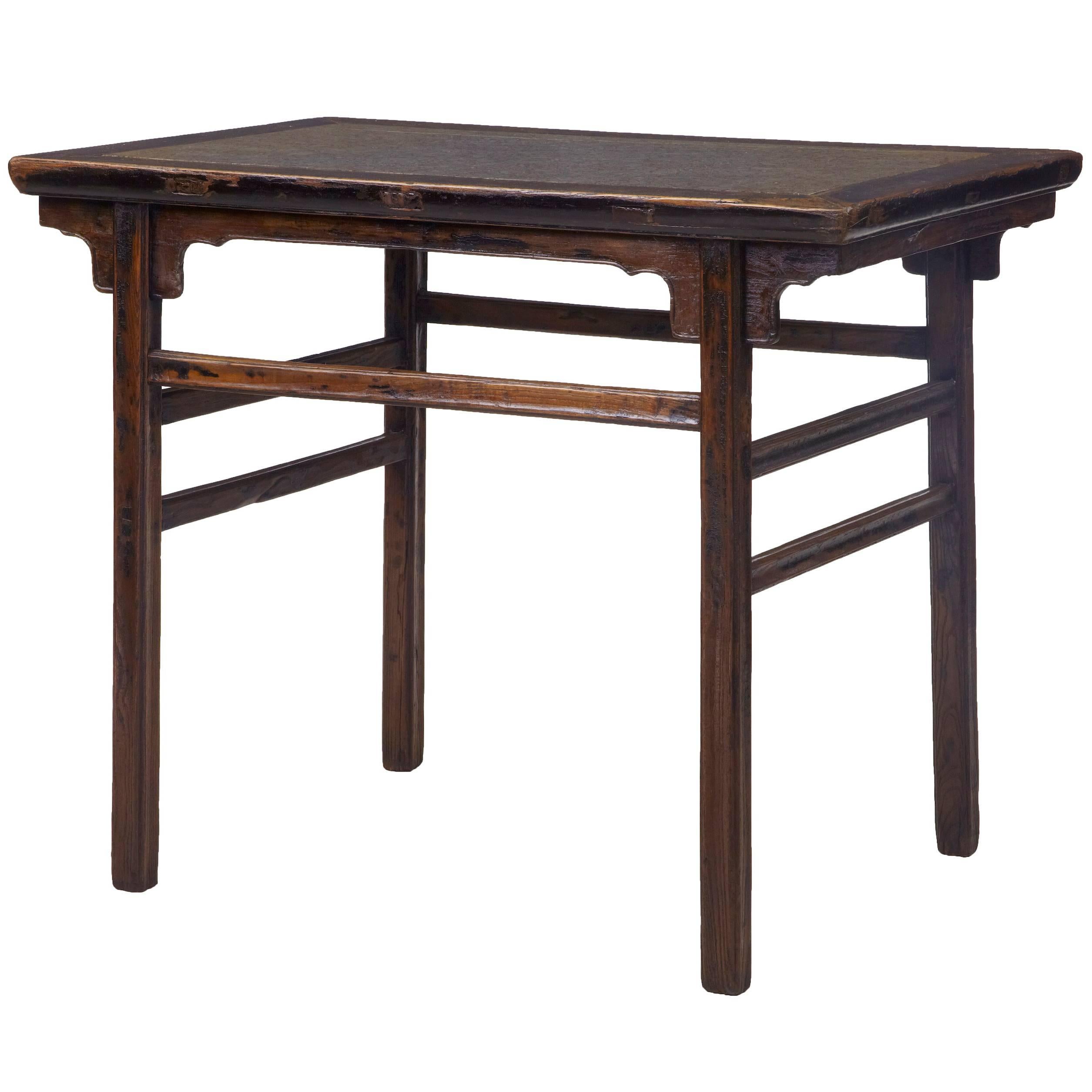 19th Century Chinese Lacquered Inset Marble Alter Table