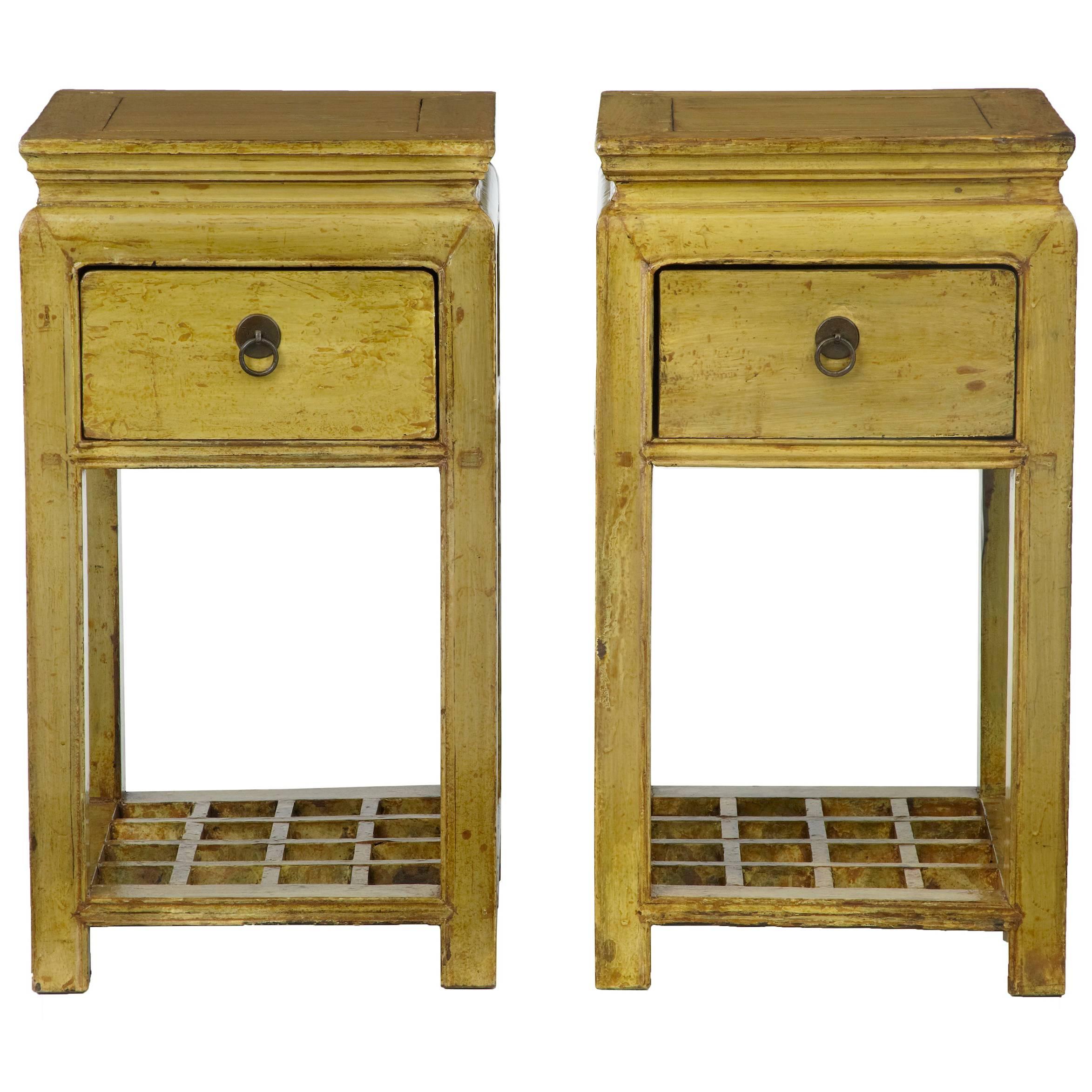 Pair of 19th Century Chinese Lacquered Cabinets Side Tables