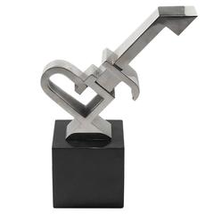Abstract Nickel Sculpture on Black Marble Base 6