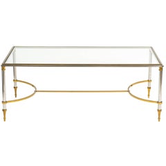 Maison Jansen Style Steel and Brass Coffee Table