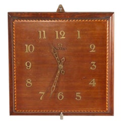 Rear Mahogany Marquetry Wall Clock Signed Omega, 1950