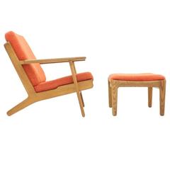 Lounge Chair with Ottoman by Hans J. Wegner for GETAMA, GE 290, Denmark, 1960s