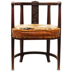 Antique Stained Carved Armchair Design by H.Th. Wijdeveld, Dutch Art Deco Period, 1915