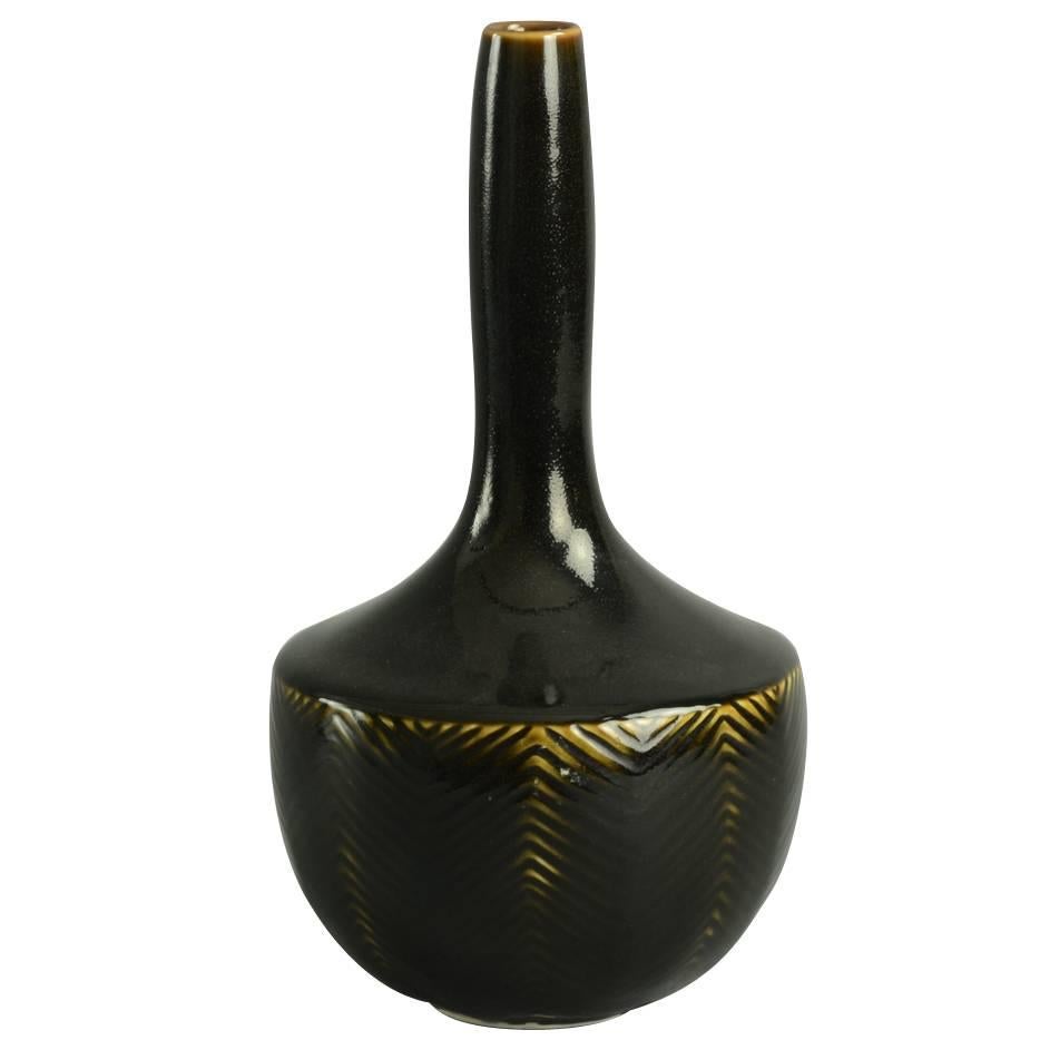 Vase with Glossy Black Tenmoku Glaze by Axel Salto For Sale