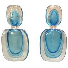 Modern Italian Blue Murano Glass Monumental Bottles 8