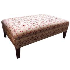 Mid-Century Central Asian Fabric Upholstered Ottoman