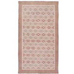 Grand Dhurrie vintage en coton de créateur indien  10'6 x 19'4