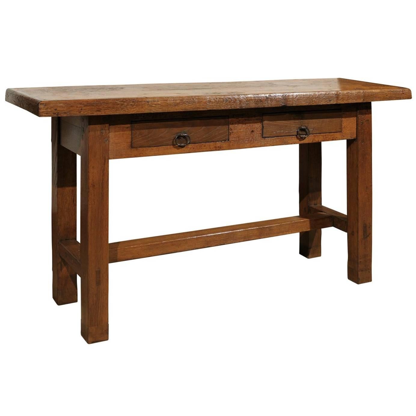 French Oak Server/Sofa Table in Light Oak For Sale