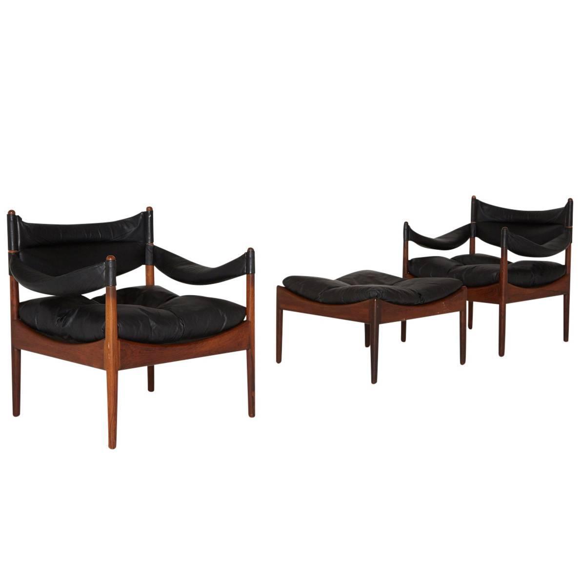 Modus Leather Lounge Chairs And Ottoman By Kristian Solmer Vedel Modus Leather Lounge Chairs And Ottoman By Kristian Solmer Vedel At 1stdibs