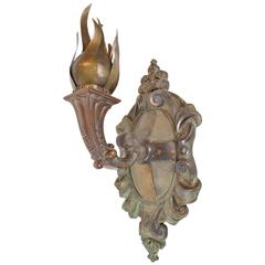 Large Early 20th Century Cast Bronze Wall Sconce